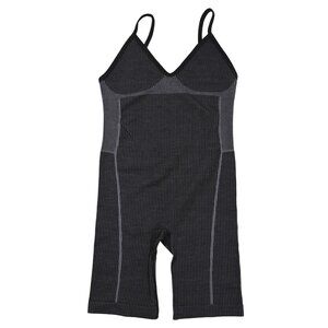 NAGNATA Seamless Ribbed Wool Blend Playsuit in Black Charcoal
